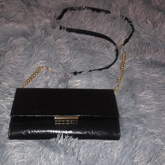 Express Handbags - Black faux snakeskin clutch